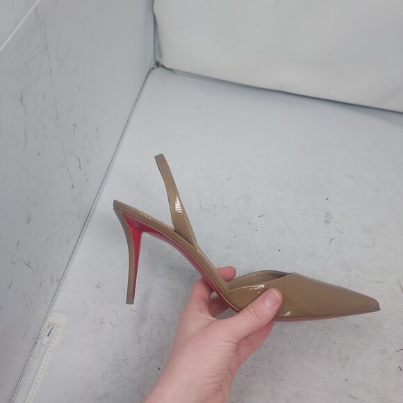CHRISTIAN LOUBOUTIN Apostropha Patent Tan Slingback Pump - Picture 3 of 12